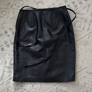 Lord & Taylor Black Leather Pencil Skirt